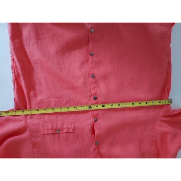 Chico's Design 100% Linen Coral Casual Long Sleeve Shirt Blouse Size 2 Large - Picture 4 of 4